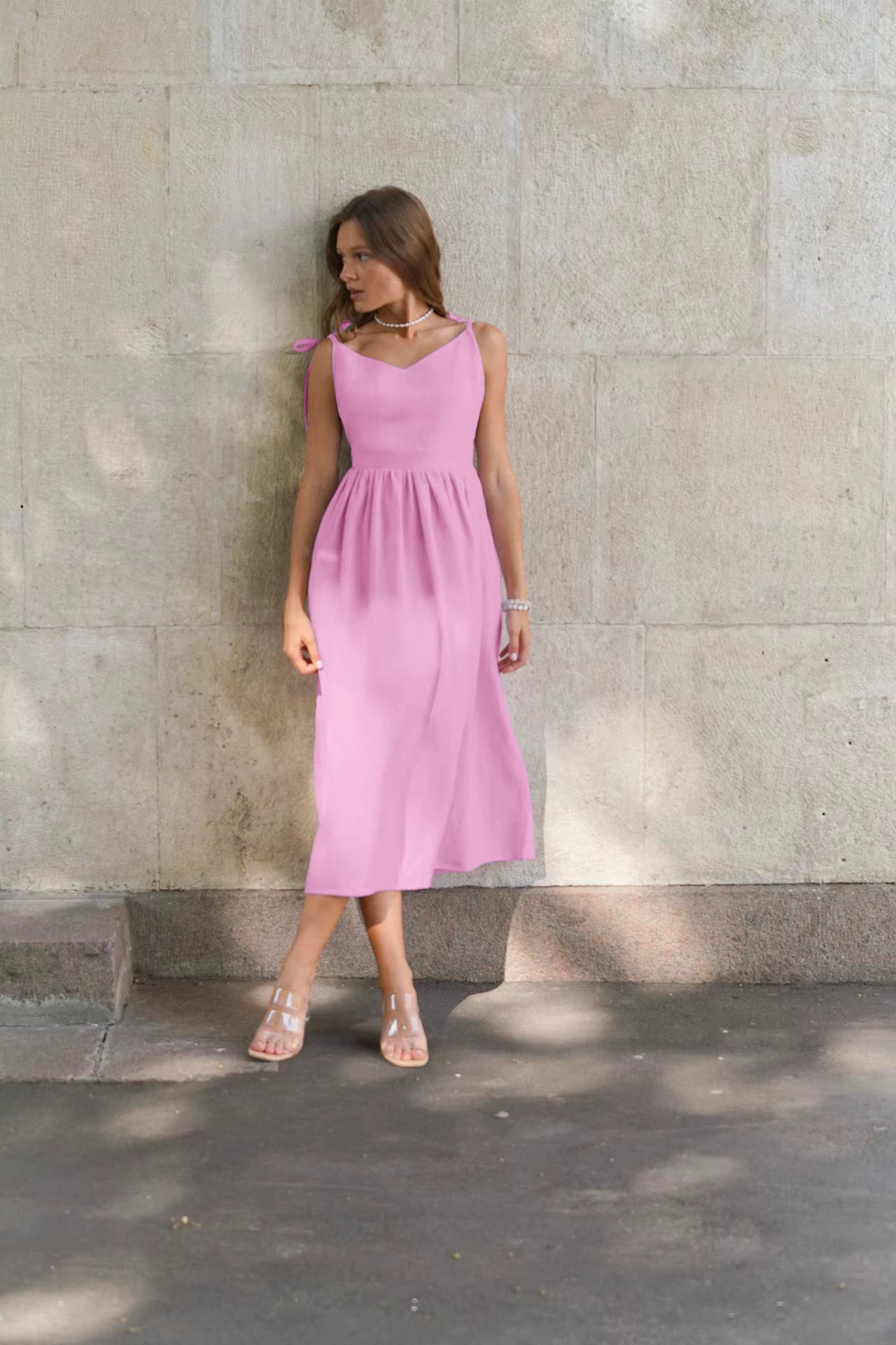 Bawełniana sukienka midi na ramiączkach