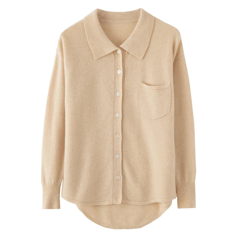 Damska wełniana koszula z kieszonką