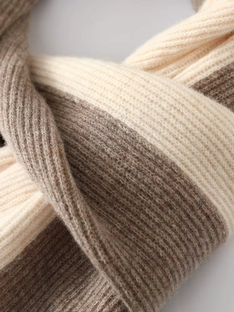 Dwukolorowy wełniany szalik