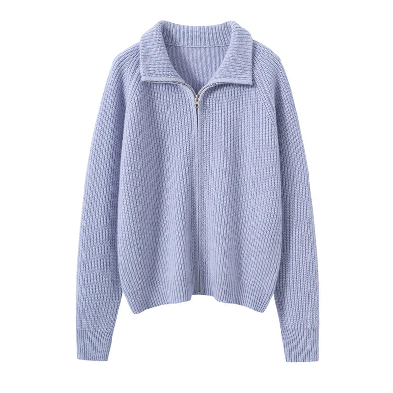 Wełniany sweter na suwak 100% wełna merino