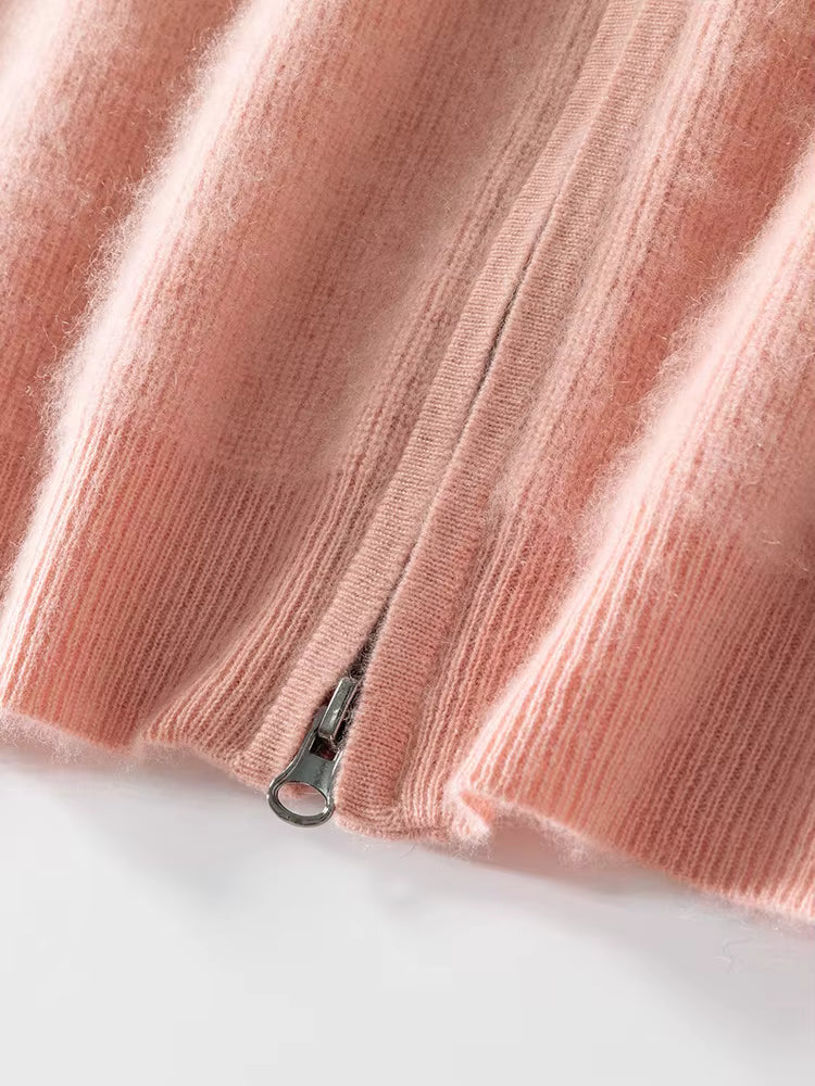 Wełniana bluza z kapturem na suwak