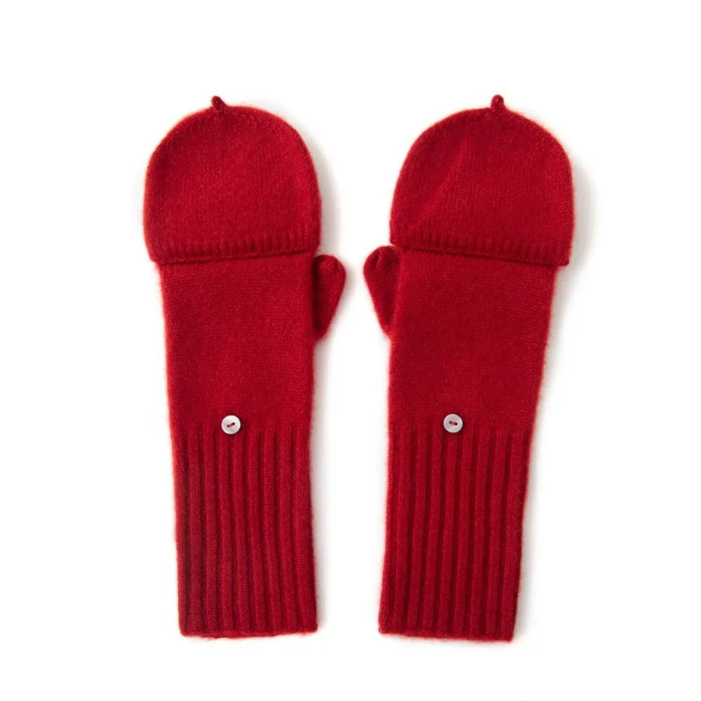 Kaszmirowe rękawiczki z klapą Unisex