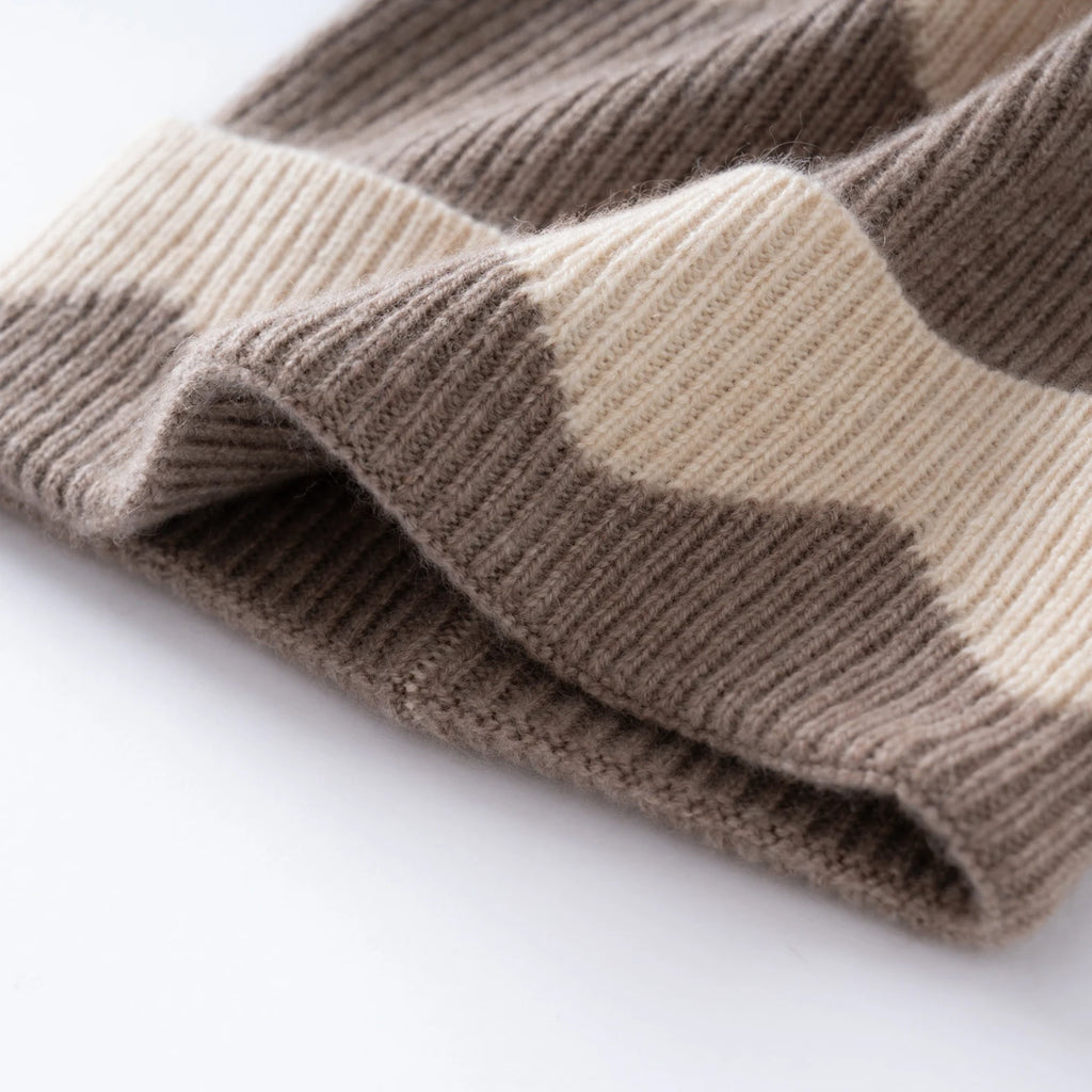 Dwukolorowa kaszmirowa czapka beanie