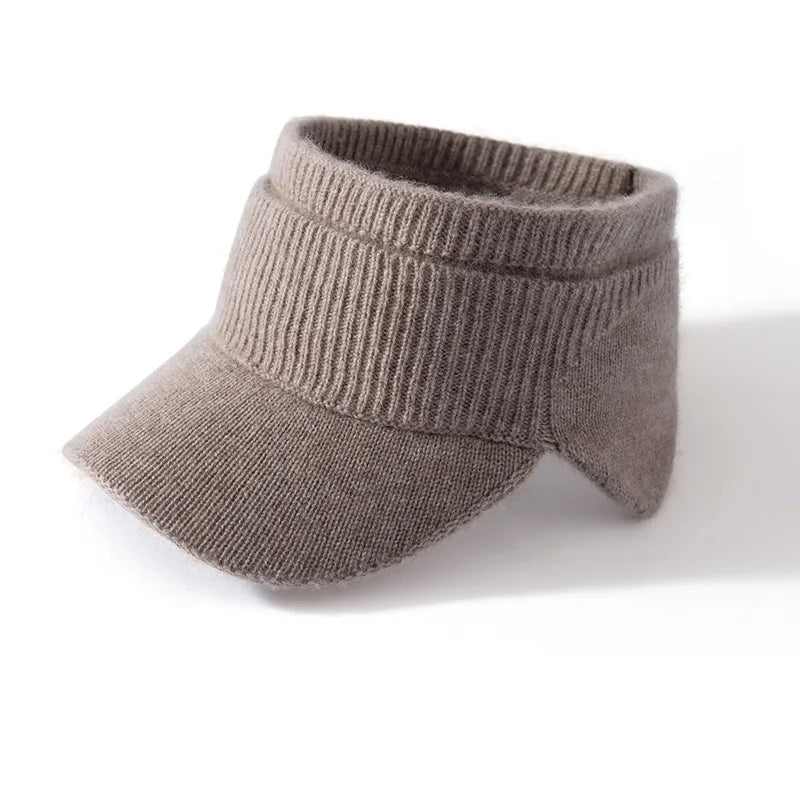 Kaszmirowa czapka z daszkiem