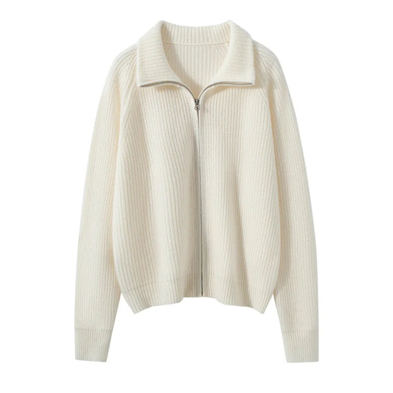 Wełniany sweter na suwak 100% wełna merino