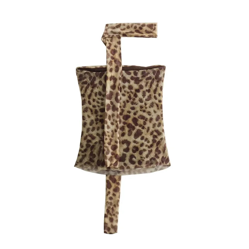 Top w panterkę z wiązaniem na szyi