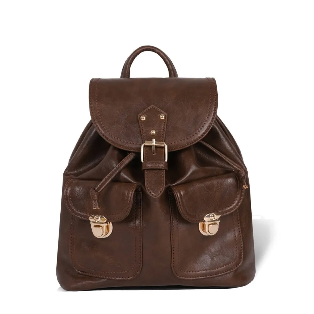 Brązowy plecak ze sztucznej skóry