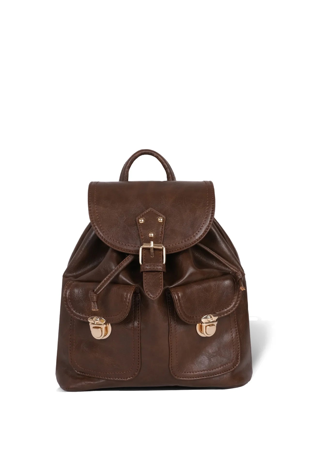 Brązowy plecak ze sztucznej skóry