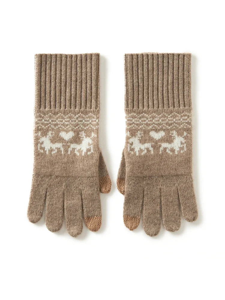 Kaszmirowe rękawiczki z norweskim wzorem