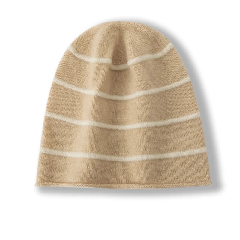 Damska kaszmirowa czapka w paski