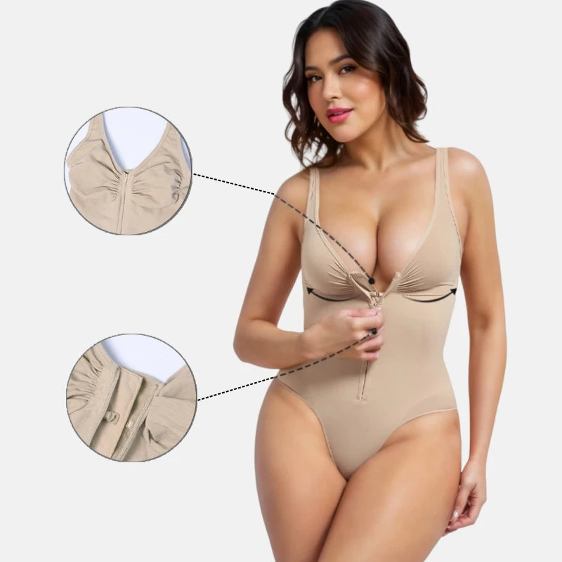 Bezszwowe body modelujące z zamkiem błyskawicznym