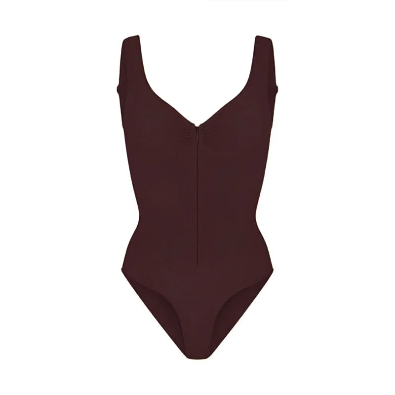 Bezszwowe body modelujące z zamkiem błyskawicznym