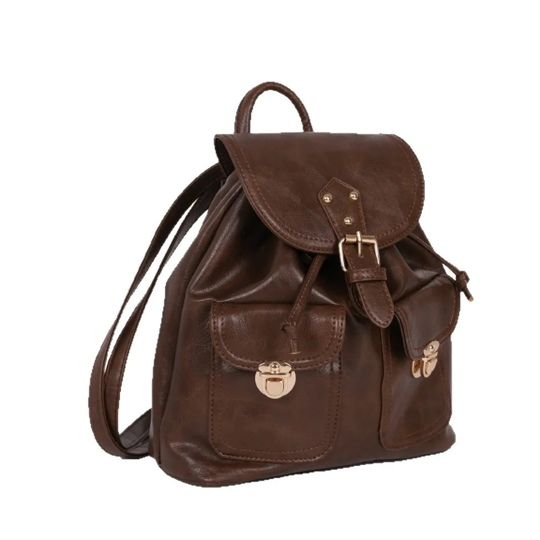 Brązowy plecak ze sztucznej skóry