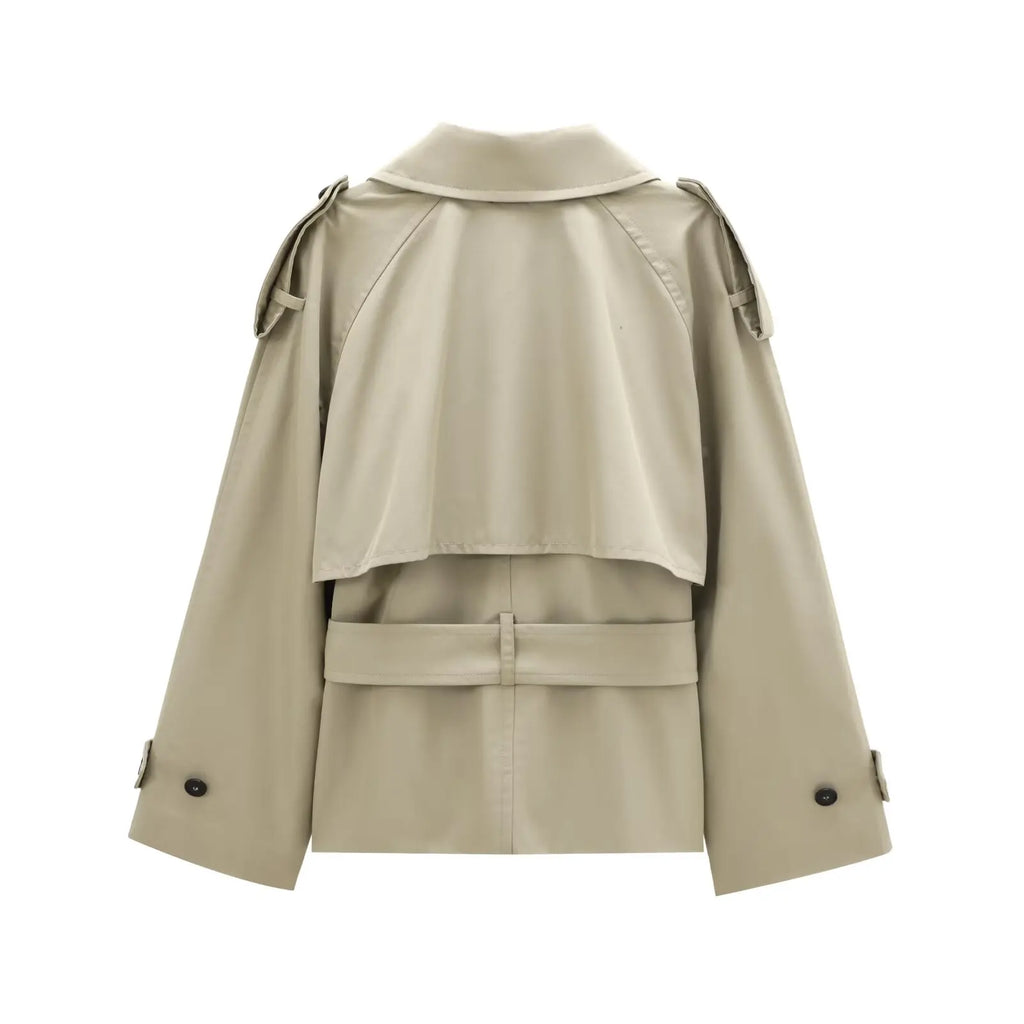 Krótki płaszcz trencz khaki