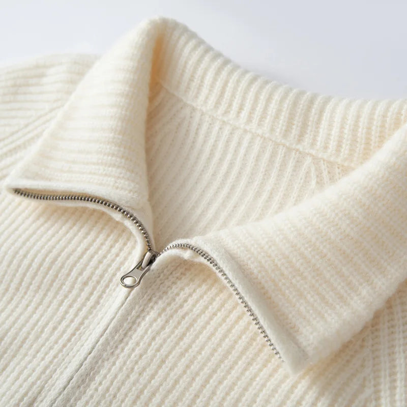 Wełniany sweter na suwak 100% wełna merino