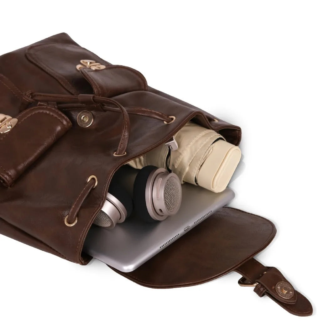 Brązowy plecak ze sztucznej skóry