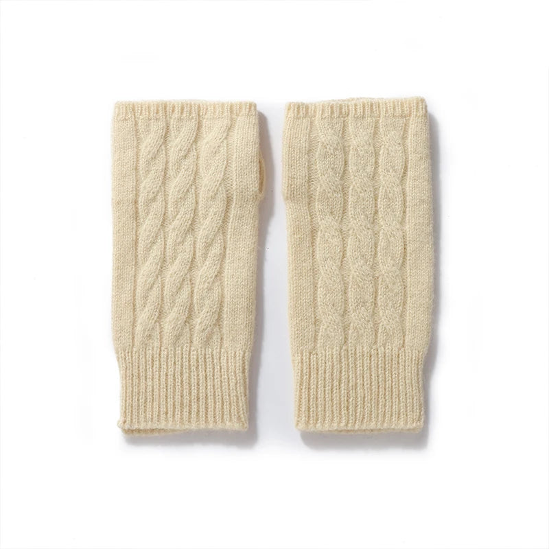 Wełniane mitenki rękawiczki bez palców