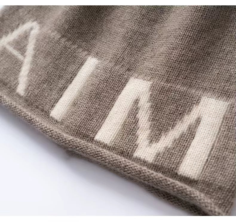 Kaszmirowa czapka beanie z napisem unisex