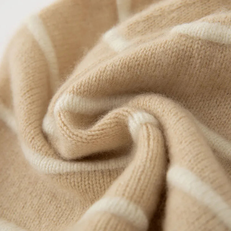 Damska kaszmirowa czapka w paski