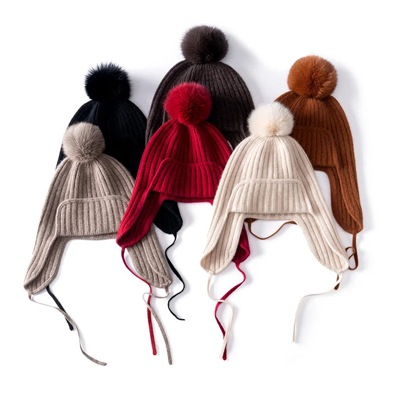 Kaszmirowa czapka z nausznikami