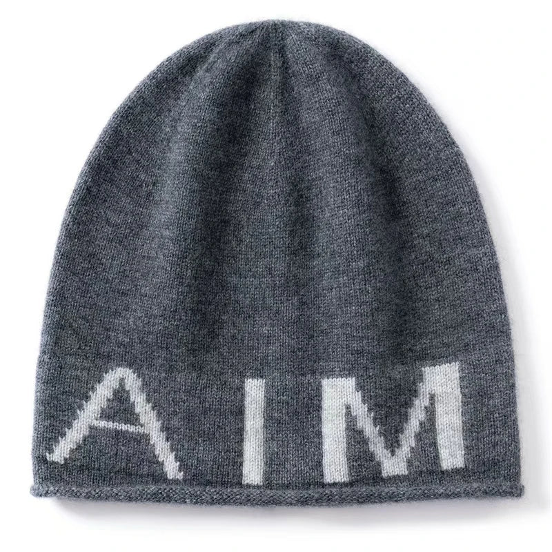 Kaszmirowa czapka beanie z napisem unisex