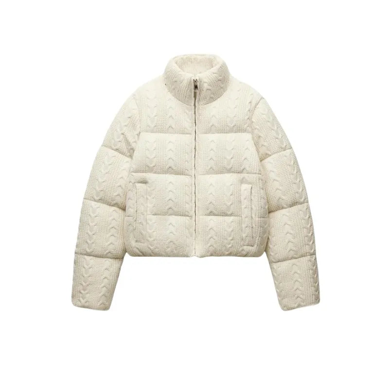 Pikowana kurtka z dzianinowym wzorem