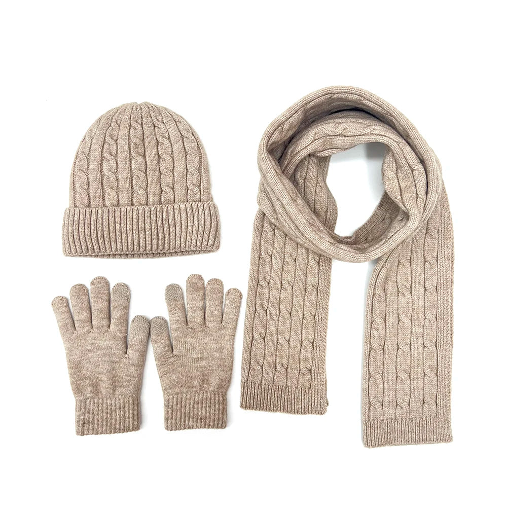 Wełniany komplet zimowy - czapka, szalik i rękawiczki Unisex