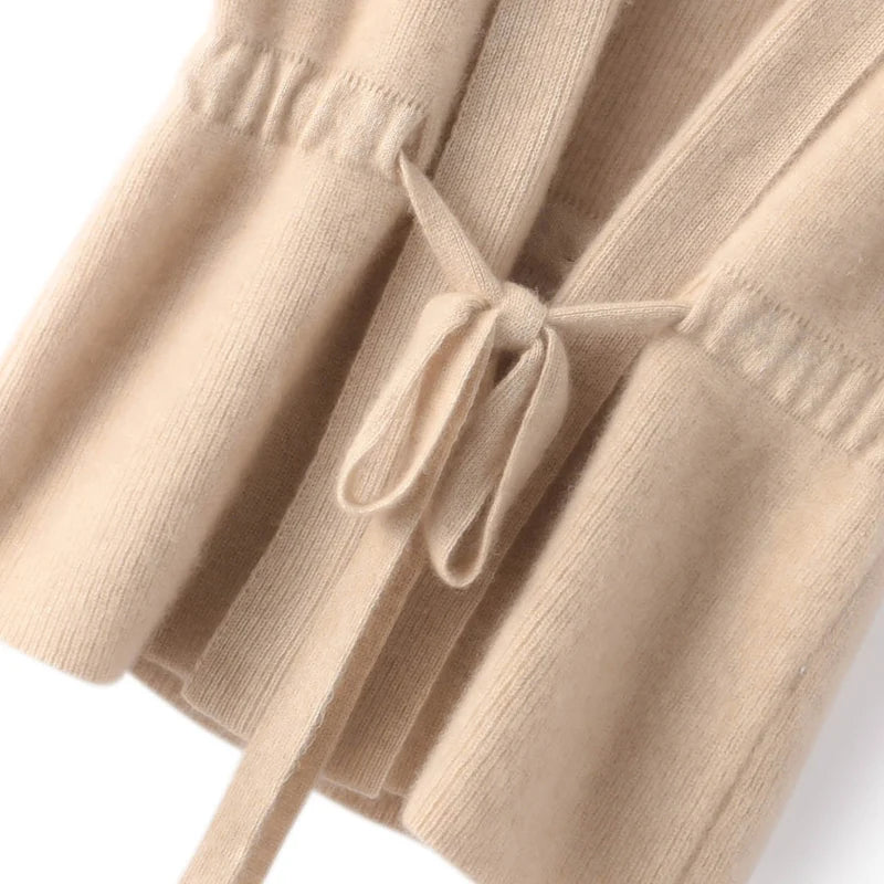 Brązowa/Beżowa wełniana kamizelka 100% wełny