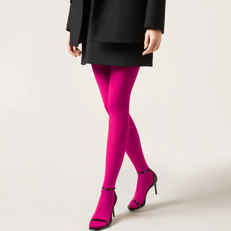 Kolorowe gładkie rajstopy