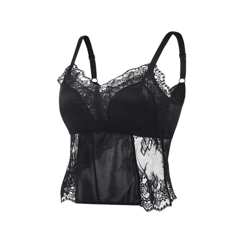 Jedwabny bieliźniany top z koronką