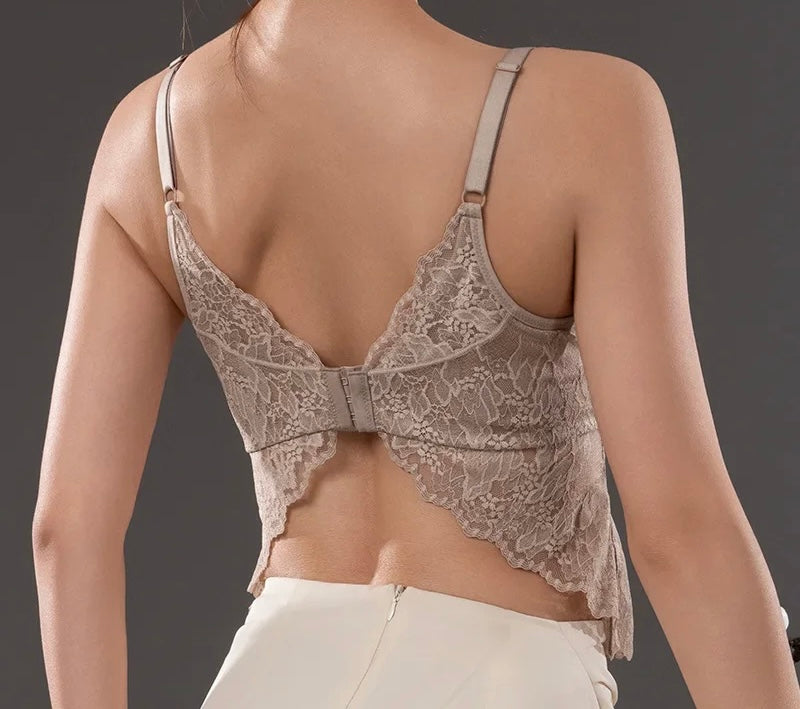 Jedwabny bieliźniany top z koronką