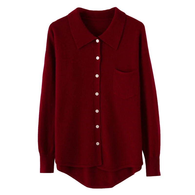 Damska wełniana koszula z kieszonką